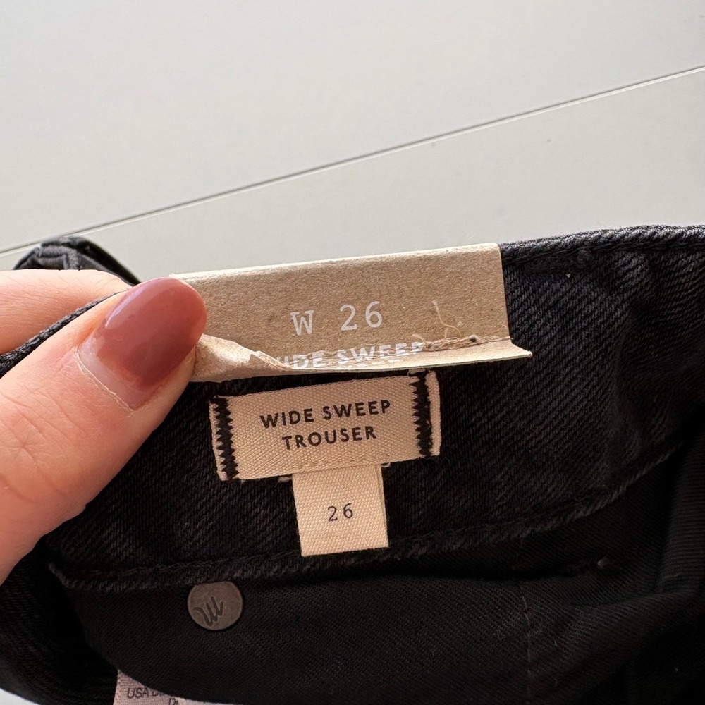 Madewell Wide Leg Trouser Women 26 Black Denim High Rise Jeans NS792 - Picture 10 of 13